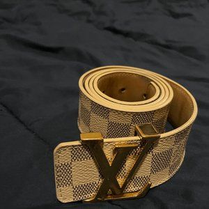 Louis Vuitton Cream Damier Azur LV Belt